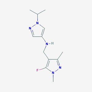 molecular formula C12H18FN5 B15050312 N-[(5-fluoro-1,3-dimethyl-1H-pyrazol-4-yl)methyl]-1-(propan-2-yl)-1H-pyrazol-4-amine 