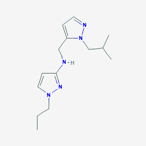 molecular formula C14H23N5 B15050749 N-{[1-(2-methylpropyl)-1H-pyrazol-5-yl]methyl}-1-propyl-1H-pyrazol-3-amine 