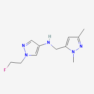 molecular formula C11H16FN5 B15050754 N-[(1,3-dimethyl-1H-pyrazol-5-yl)methyl]-1-(2-fluoroethyl)-1H-pyrazol-4-amine 