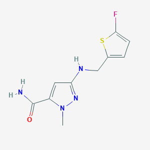 molecular formula C10H11FN4OS B15050834 3-{[(5-fluorothiophen-2-yl)methyl]amino}-1-methyl-1H-pyrazole-5-carboxamide 