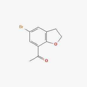 molecular formula C10H9BrO2 B15050870 1-(5-Bromo-2,3-dihydro-1-benzofuran-7-yl)ethan-1-one 
