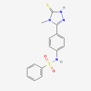 molecular formula C15H14N4O2S2 B15052834 N-(4-(5-Mercapto-4-methyl-4H-1,2,4-triazol-3-yl)phenyl)benzenesulfonamide 