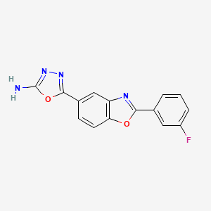 molecular formula C15H9FN4O2 B15054875 5-(2-(3-Fluorophenyl)benzo[d]oxazol-5-yl)-1,3,4-oxadiazol-2-amine 