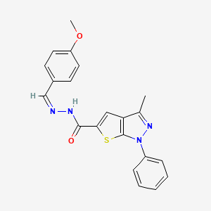 molecular formula C21H18N4O2S B15055113 N-[(Z)-(4-methoxyphenyl)methylideneamino]-3-methyl-1-phenylthieno[2,3-c]pyrazole-5-carboxamide 