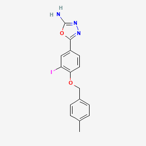 molecular formula C16H14IN3O2 B15055280 5-(3-Iodo-4-((4-methylbenzyl)oxy)phenyl)-1,3,4-oxadiazol-2-amine 