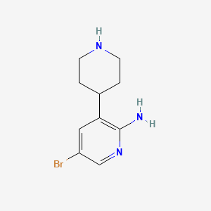 molecular formula C10H14BrN3 B15055540 5-Bromo-3-(piperidin-4-yl)pyridin-2-amine 
