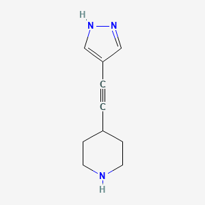 molecular formula C10H13N3 B15055688 4-((1H-Pyrazol-4-yl)ethynyl)piperidine 
