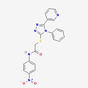 molecular formula C21H16N6O3S B15056083 N-(4-Nitrophenyl)-2-((4-phenyl-5-(pyridin-3-yl)-4H-1,2,4-triazol-3-yl)thio)acetamide 