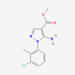molecular formula C12H12ClN3O2 B15056272 Methyl 5-amino-1-(3-chloro-2-methylphenyl)-1H-pyrazole-4-carboxylate 