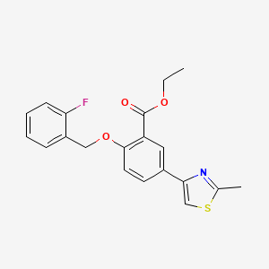 molecular formula C20H18FNO3S B15056342 Ethyl 2-((2-fluorobenzyl)oxy)-5-(2-methylthiazol-4-yl)benzoate 
