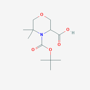 molecular formula C12H21NO5 B15056569 4-(tert-Butoxycarbonyl)-5,5-dimethylmorpholine-3-carboxylic acid 