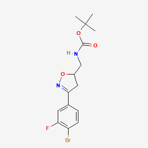 molecular formula C15H18BrFN2O3 B15056698 Tert-butyl ((3-(4-bromo-3-fluorophenyl)-4,5-dihydroisoxazol-5-YL)methyl)carbamate 