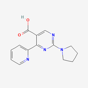molecular formula C14H14N4O2 B15056960 4-(Pyridin-2-yl)-2-(pyrrolidin-1-yl)pyrimidine-5-carboxylic acid 