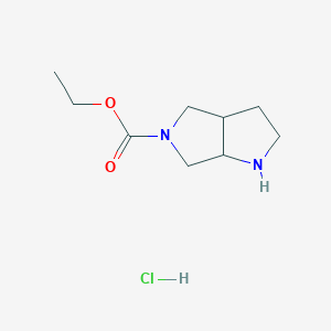 molecular formula C9H17ClN2O2 B1505725 hexahydro-Pyrrolo[3,4-b]pyrrole-5(1H)-carboxylic acid ethyl ester hydrochloride CAS No. 1186663-22-8