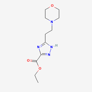 molecular formula C11H18N4O3 B15057266 Ethyl 3-(2-morpholinoethyl)-1H-1,2,4-triazole-5-carboxylate 