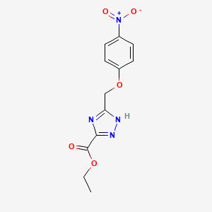 molecular formula C12H12N4O5 B15057293 Ethyl3-((4-nitrophenoxy)methyl)-1H-1,2,4-triazole-5-carboxylate 