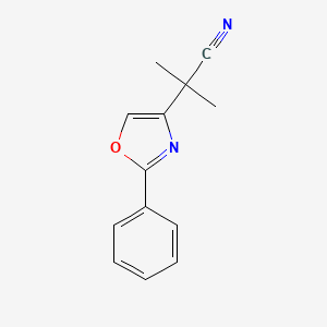 molecular formula C13H12N2O B15058621 2-Methyl-2-(2-phenyloxazol-4-yl)propanenitrile 