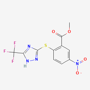 molecular formula C11H7F3N4O4S B15058784 Methyl 5-nitro-2-((5-(trifluoromethyl)-4H-1,2,4-triazol-3-yl)thio)benzoate 