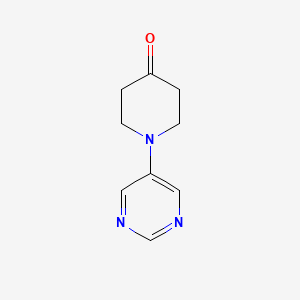 molecular formula C9H11N3O B15058835 1-(Pyrimidin-5-yl)piperidin-4-one 