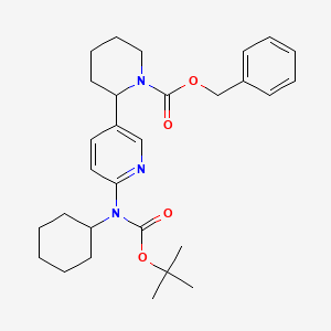 molecular formula C29H39N3O4 B15058962 Benzyl 2-(6-((tert-butoxycarbonyl)(cyclohexyl)amino)pyridin-3-yl)piperidine-1-carboxylate 