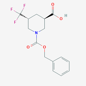 molecular formula C15H16F3NO4 B15059156 trans-1-((Benzyloxy)carbonyl)-5-(trifluoromethyl)piperidine-3-carboxylic acid 
