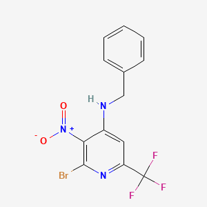 molecular formula C13H9BrF3N3O2 B15059161 N-Benzyl-2-bromo-3-nitro-6-(trifluoromethyl)pyridin-4-amine 