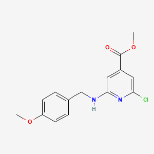 molecular formula C15H15ClN2O3 B15059573 Methyl 2-chloro-6-((4-methoxybenzyl)amino)isonicotinate 