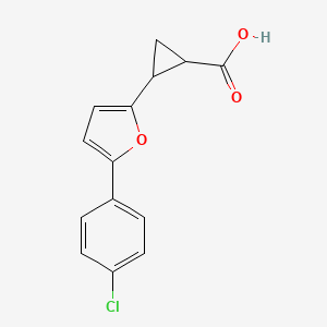 molecular formula C14H11ClO3 B15059628 2-(5-(4-Chlorophenyl)furan-2-yl)cyclopropanecarboxylic acid 