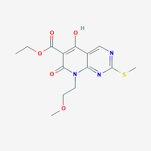 molecular formula C14H17N3O5S B1505981 Ethyl 5-hydroxy-8-(2-methoxyethyl)-2-(methylthio)-7-oxo-7,8-dihydropyrido[2,3-D]pyrimidine-6-carboxylate CAS No. 76360-90-2