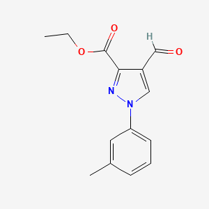 molecular formula C14H14N2O3 B15059978 Ethyl 4-formyl-1-(M-tolyl)-1H-pyrazole-3-carboxylate 