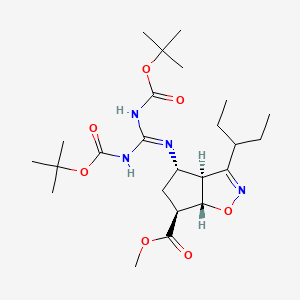 molecular formula C24H40N4O7 B15060261 methyl (3aS,4S,6S,6aS)-4-[bis[(2-methylpropan-2-yl)oxycarbonylamino]methylideneamino]-3-pentan-3-yl-4,5,6,6a-tetrahydro-3aH-cyclopenta[d][1,2]oxazole-6-carboxylate 