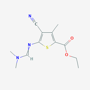 molecular formula C12H15N3O2S B15060857 Ethyl 4-cyano-5-(dimethylaminomethylideneamino)-3-methylthiophene-2-carboxylate 