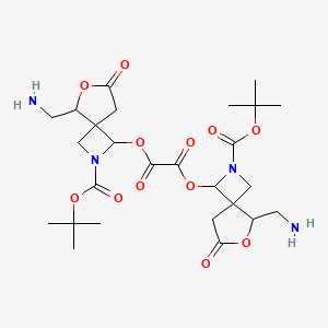 molecular formula C26H38N4O12 B15060884 Bis[5-(aminomethyl)-2-[(2-methylpropan-2-yl)oxycarbonyl]-7-oxo-6-oxa-2-azaspiro[3.4]octan-3-yl] oxalate 