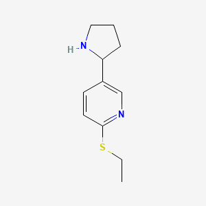 molecular formula C11H16N2S B15061215 2-(Ethylthio)-5-(pyrrolidin-2-yl)pyridine 