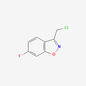 molecular formula C8H5ClFNO B15061551 3-(Chloromethyl)-6-fluorobenzo[d]isoxazole 
