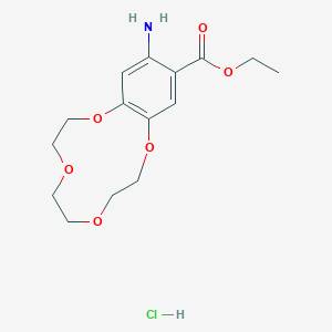 molecular formula C15H22ClNO6 B15062109 Ethyl 13-amino-2,3,5,6,8,9-hexahydrobenzo[b][1,4,7,10]tetraoxacyclododecine-12-carboxylate hydrochloride 