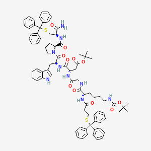 molecular formula C81H93N9O11S2 B15062156 tert-butyl (10S,16S)-16-(((S)-1-((S)-2-(((R)-1-amino-1-oxo-3-(tritylthio)propan-2-yl)carbamoyl)pyrrolidin-1-yl)-3-(1H-indol-3-yl)-1-oxopropan-2-yl)carbamoyl)-2,2-dimethyl-4,11,14-trioxo-10-(3-(tritylthio)propanamido)-3-oxa-5,12,15-triazaoctadecan-18-oate 
