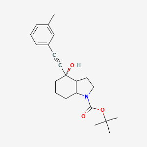 molecular formula C22H29NO3 B15062195 tert-butyl (4S)-4-hydroxy-4-[2-(3-methylphenyl)ethynyl]-3,3a,5,6,7,7a-hexahydro-2H-indole-1-carboxylate 
