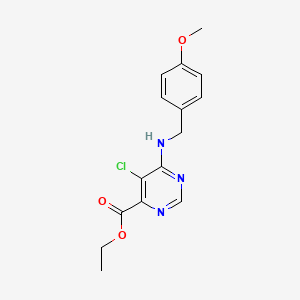 molecular formula C15H16ClN3O3 B15062204 Ethyl 5-chloro-6-((4-methoxybenzyl)amino)pyrimidine-4-carboxylate 