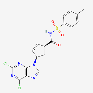 molecular formula C18H15Cl2N5O3S B15062430 (1S,4R)-4-(2,6-dichloro-9H-purin-9-yl)-N-tosylcyclopent-2-ene-1-carboxamide 