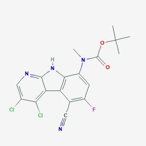 molecular formula C18H15Cl2FN4O2 B15062493 tert-Butyl (3,4-dichloro-5-cyano-6-fluoro-9H-pyrido[2,3-b]indol-8-yl)(methyl)carbamate 
