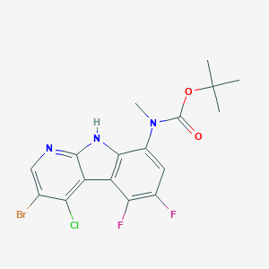 molecular formula C17H15BrClF2N3O2 B15062506 tert-Butyl (3-bromo-4-chloro-5,6-difluoro-9H-pyrido[2,3-b]indol-8-yl)(methyl)carbamate 