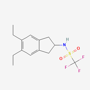molecular formula C14H18F3NO2S B15062567 Methanesulfonamide, N-(5,6-diethyl-2,3-dihydro-1H-inden-2-yl)-1,1,1-trifluoro- 