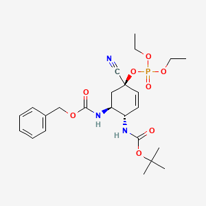 molecular formula C24H34N3O8P B15062610 Carbamic acid, N-[(1S,2S,5R)-5-cyano-5-[(diethoxyphosphinyl)oxy]-2-[[(1,1-dimethylethoxy)carbonyl]amino]-3-cyclohexen-1-yl]-, phenylmethyl ester 