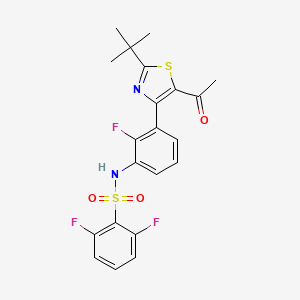 molecular formula C21H19F3N2O3S2 B15062912 N-(3-(5-acetyl-2-(tert-butyl)thiazol-4-yl)-2-fluorophenyl)-2,6-difluorobenzenesulfonamide 