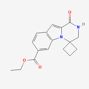 molecular formula C17H18N2O3 B15063019 Ethyl 1'-oxo-2',3'-dihydro-1'H-spiro[cyclobutane-1,4'-pyrazino[1,2-a]indole]-7'-carboxylate 