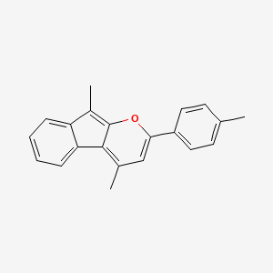molecular formula C21H18O B15063422 4,9-Dimethyl-2-(4-methylphenyl)indeno[2,1-B]pyran CAS No. 62096-53-1