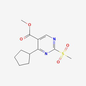 molecular formula C12H16N2O4S B15063460 Methyl 4-cyclopentyl-2-(methylsulfonyl)pyrimidine-5-carboxylate 