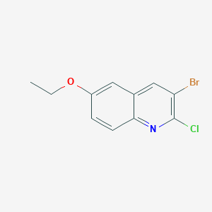 molecular formula C11H9BrClNO B15063495 3-Bromo-2-chloro-6-ethoxyquinoline 