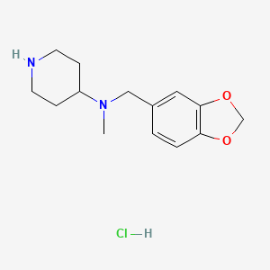 molecular formula C14H21ClN2O2 B15063838 N-(Benzo[d][1,3]dioxol-5-ylmethyl)-N-methylpiperidin-4-amine hydrochloride 